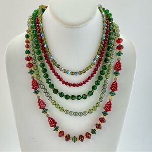 Dropped! Handmade. Holiday Color Crystal Necklaces. Christmas Gifts.